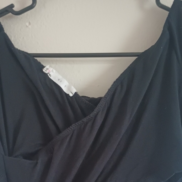 Lush Black Midi Dress Women's Size Small Cross Over Cut Out Back Fit And Flare - Picture 11 of 11